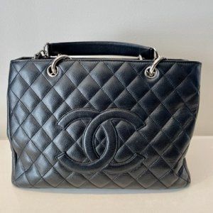 Chanel GST Black Caviar Bag with Silver Hardware